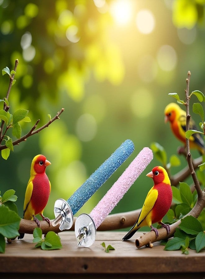 GOUDOGEDC 2Pcs Bird Perch Stand Toy, Wood Parrot Cage Accessories, Sanded Surface Grinding Claw Sticks for Parakeets Finches - Image 4